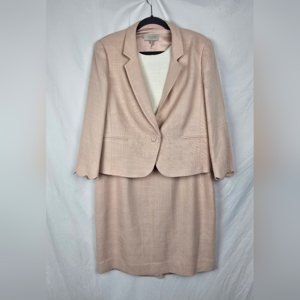Hobbs London 2pc Preppy Wedding Formal Business Scallop Dress Suit sz 12/14